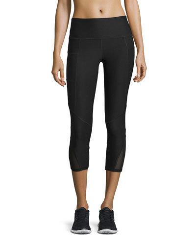Paneled Capri Leggings, Black