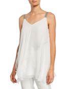 Beaded Strap Asymmetric Ruffle Blouse