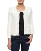 Halston Textured Woven Jacket, Ecru