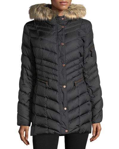 Faux Fur-trimmed Puffer Jacket