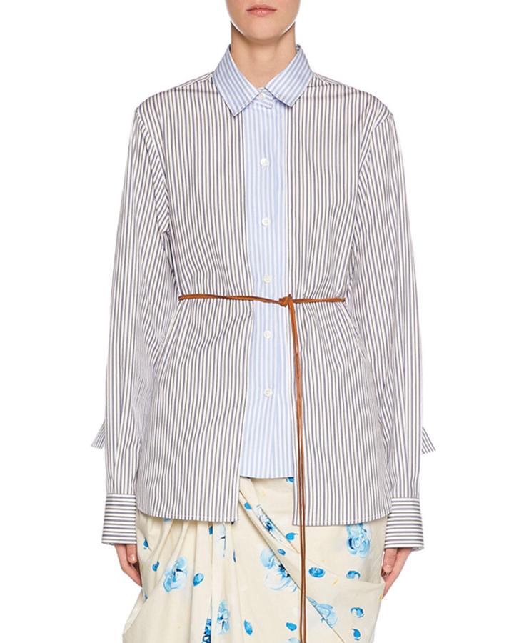 Long-sleeve Multi Striped Button-front