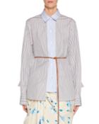 Long-sleeve Multi Striped Button-front