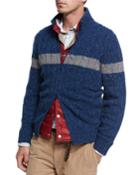 Donegal Cable-knit Zip-front Cardigan,