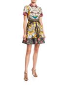 Short-sleeve Silk Cocktail Dress