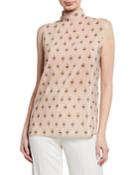 Tie-neck Geometric-print Blouse