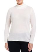 Neiman Marcus Cashmere Turtleneck Long-sleeve Sweater, Niveous, Women's,