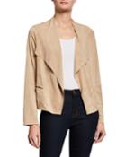 Faux-suede Shawl-collar Open Jacket