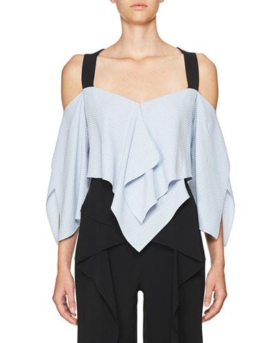 Zigzag Handkerchief-hem Top, Blue/black
