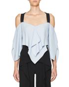 Zigzag Handkerchief-hem Top, Blue/black