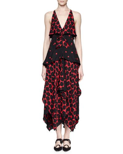 Sleeveless Tiered Handkerchief-hem