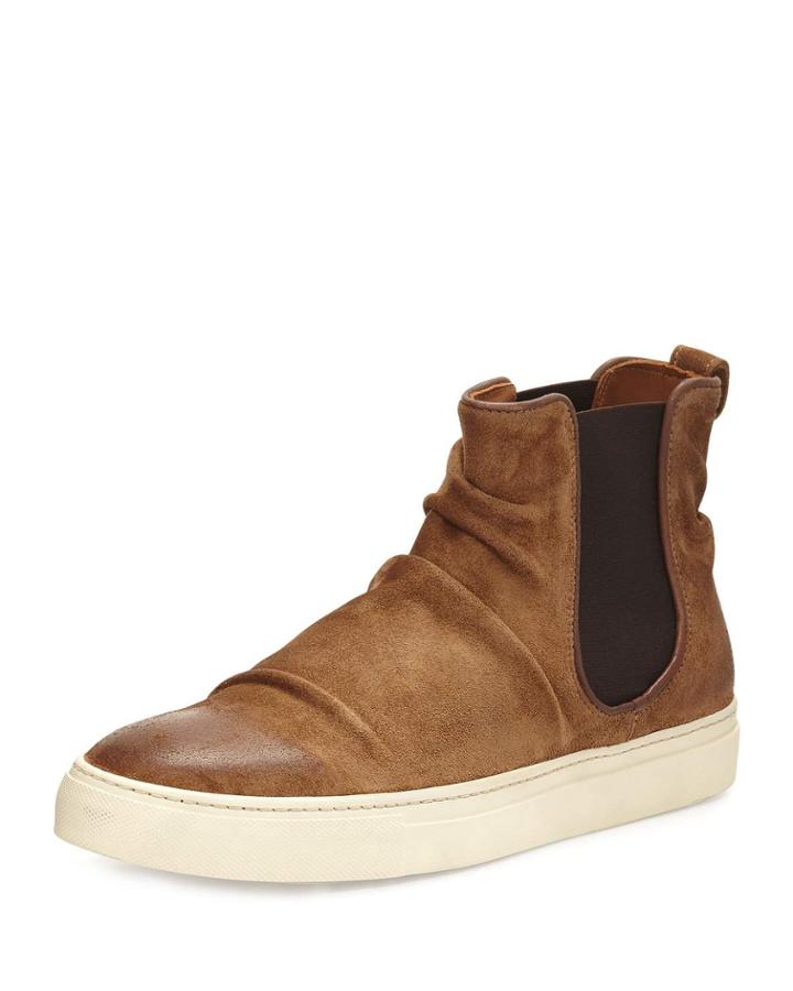 Reed Sharpei Leather Chelsea High-top Sneaker, Dark Brown