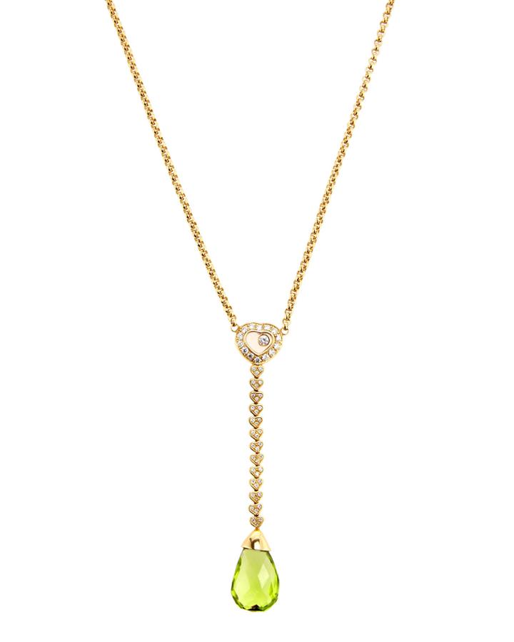 Chopard Happy Diamonds 18k Peridot & Diamond Heart Y-drop Necklace, Women's, Gold