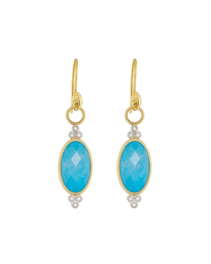 18k Provence Doublet Trio Drop Earrings, Turquoise/moonstone