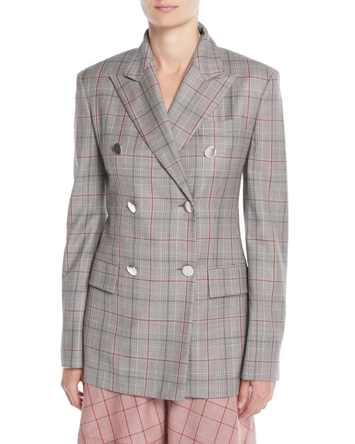 Double-breasted Metal-buttons Wool Blazer