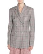 Double-breasted Metal-buttons Wool Blazer