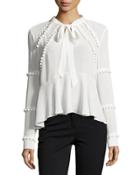 Pom Pom Tie Blouse