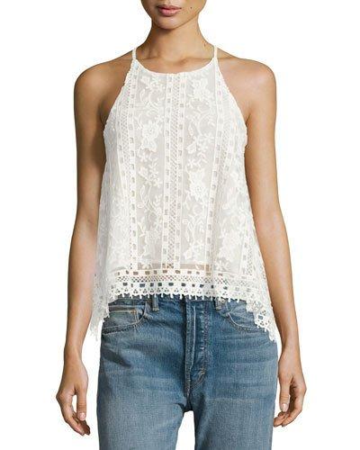 Let It Swing Crochet Tank Blouse, White