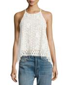 Let It Swing Crochet Tank Blouse, White