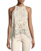 Cascade-hem Floral-print