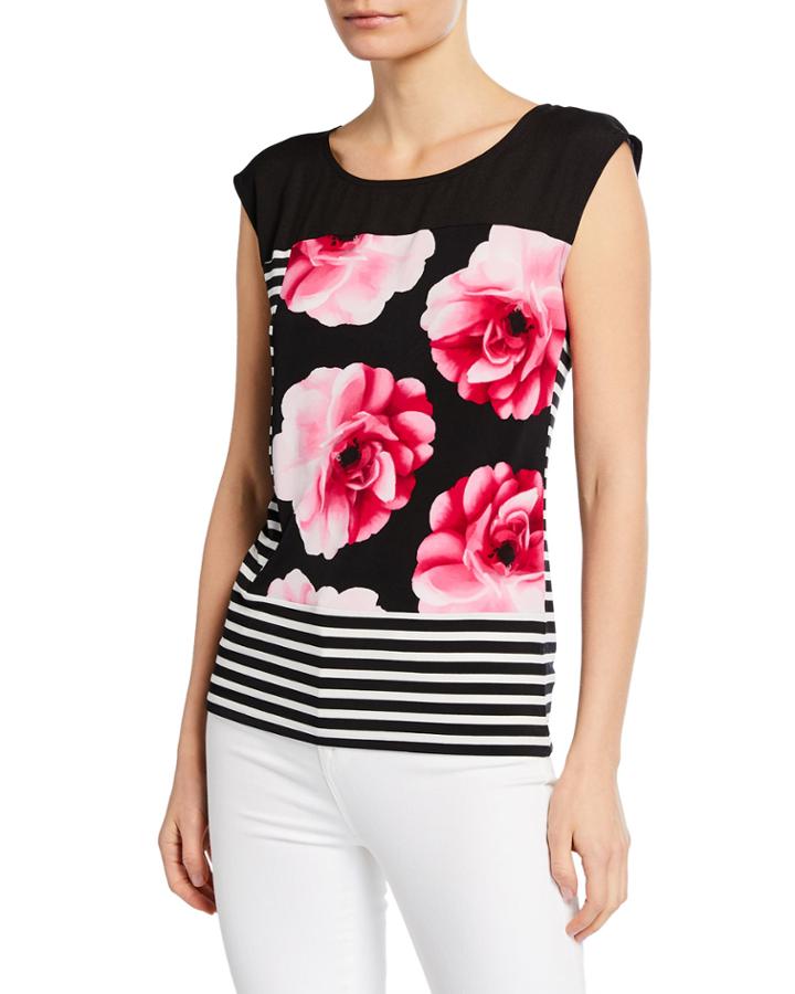 Striped Floral Block Tee
