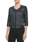 Lambskin And Glossy Linen-twill Bomber,