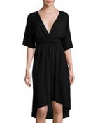 Zoe Dolman-sleeve High-low Dress, Black