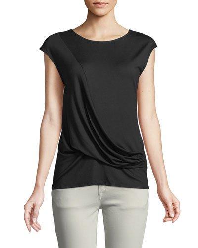 Cap-sleeve Drape-front Tee