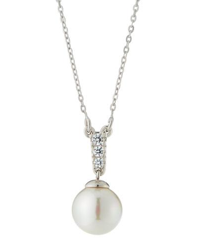 You & I Cubic Zirconia & Manmade Pearl Necklace