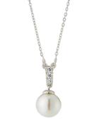 You & I Cubic Zirconia & Manmade Pearl Necklace