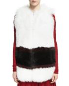 Graphic-stripe Fox Fur Vest