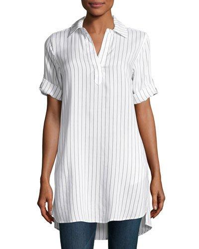 Short-sleeve Pinstripe Tunic, White