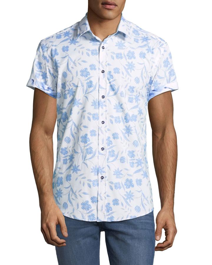 Classic-fit Floral-print Short-sleeve