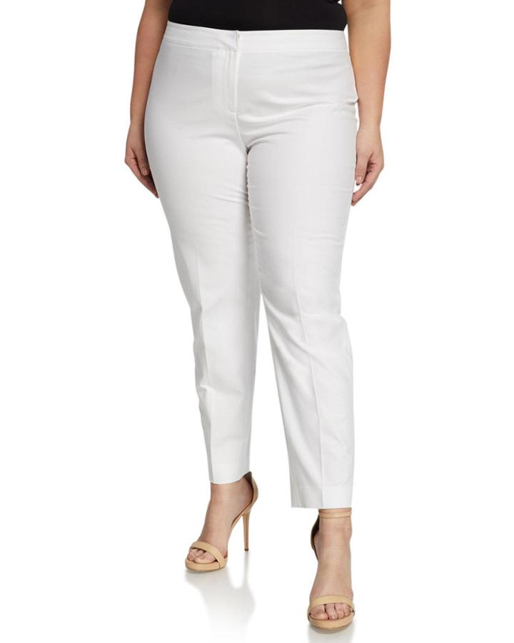 Plus Size Front-zip Ankle Pants