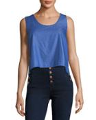 Open-back Chambray Blouse