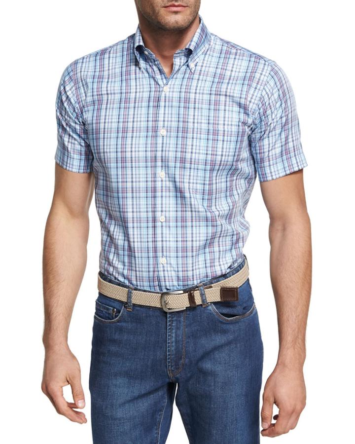 Peak Plaid Short-sleeve Sport Shirt,