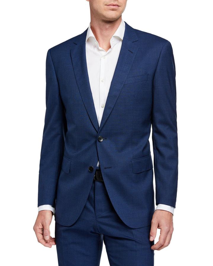 Men's Slim-fit Micro-pattern Two-piece Wool