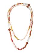 Long Mixed-stone Beaded Rope Necklace,