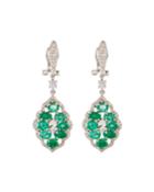 18k Diamond & Emerald Drop Earrings