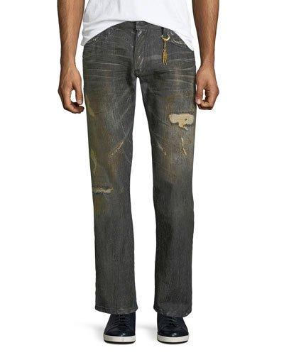 Distressed Straight-leg Jeans