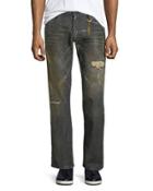 Distressed Straight-leg Jeans