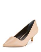 Drew Leather Low-heel Pump, Nude