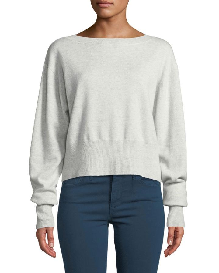 Cropped Boxy Boat-neck Cashmere