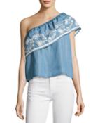 Rita One-shoulder Embroidered Top,