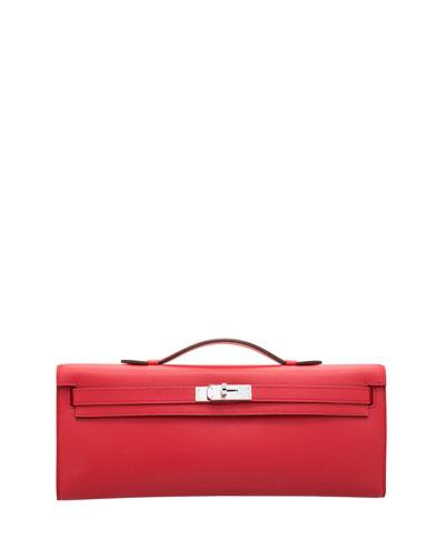 Vintage Swift Kelly Leather Clutch Bag, Red