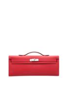 Vintage Swift Kelly Leather Clutch Bag, Red