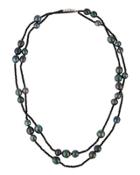 14k Tahitian Black Pearl & Spinel Rope Necklace,