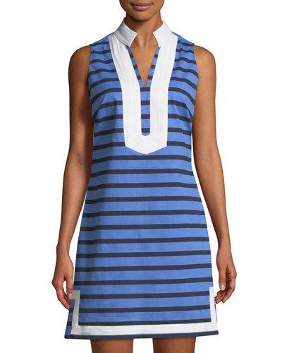 Striped Sleeveless Tunic Dress, Blue/navy