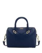 Pebbled Leather Top Handle Bag, Navy