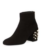 In Pearls Pearlescent-heel Suede Ankle Bootie