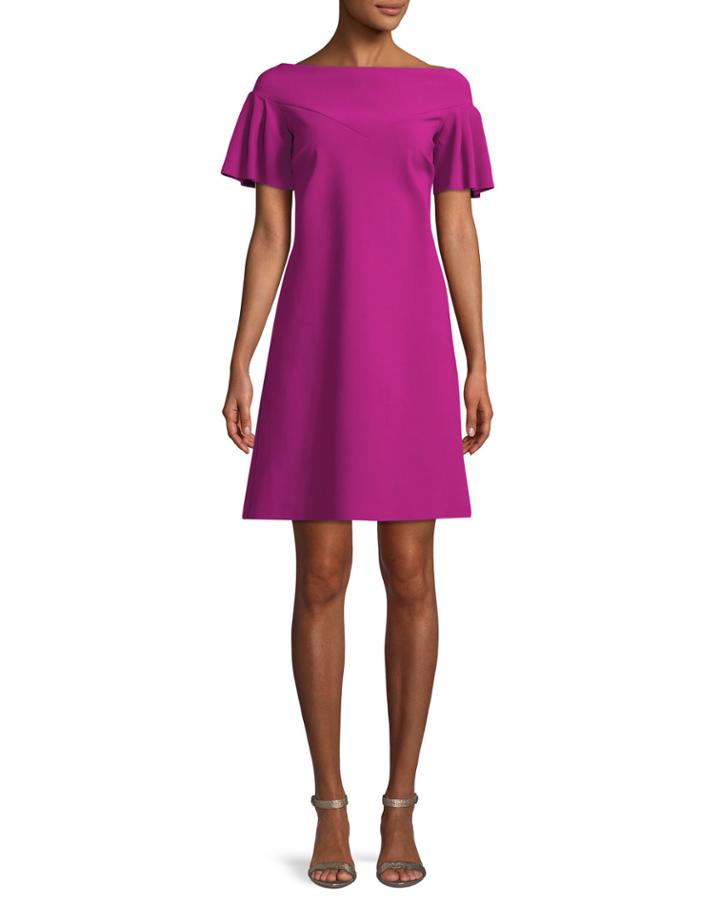 Viketta Flutter-sleeve Cocktail Dress